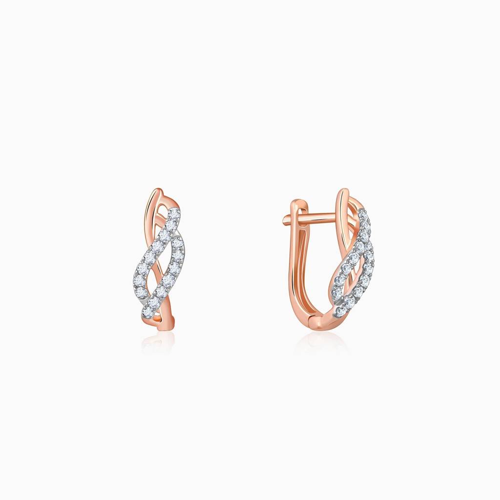 Rose Gold Delicate Petals Diamond Earrings : GDLER0539