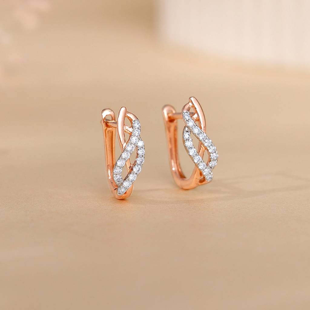Rose Gold Delicate Petals Diamond Earrings : GDLER0539