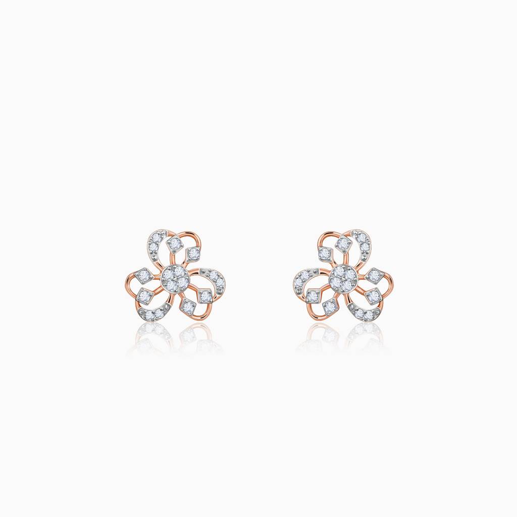 18K Rose Gold Floral Bae Diamond Earrings : GDLER0540