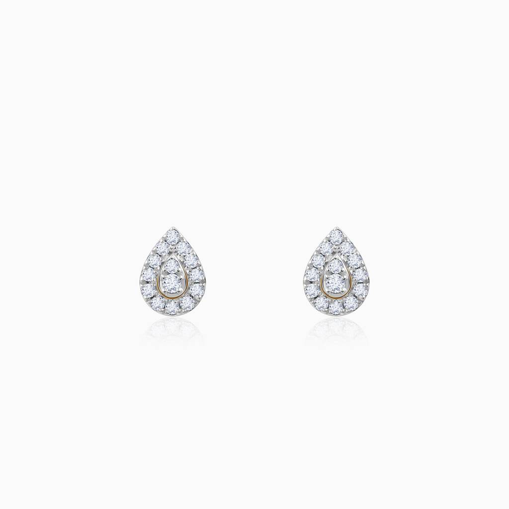 18K Gold Embellish Diamond Teardrop Earrings : GDLER0542