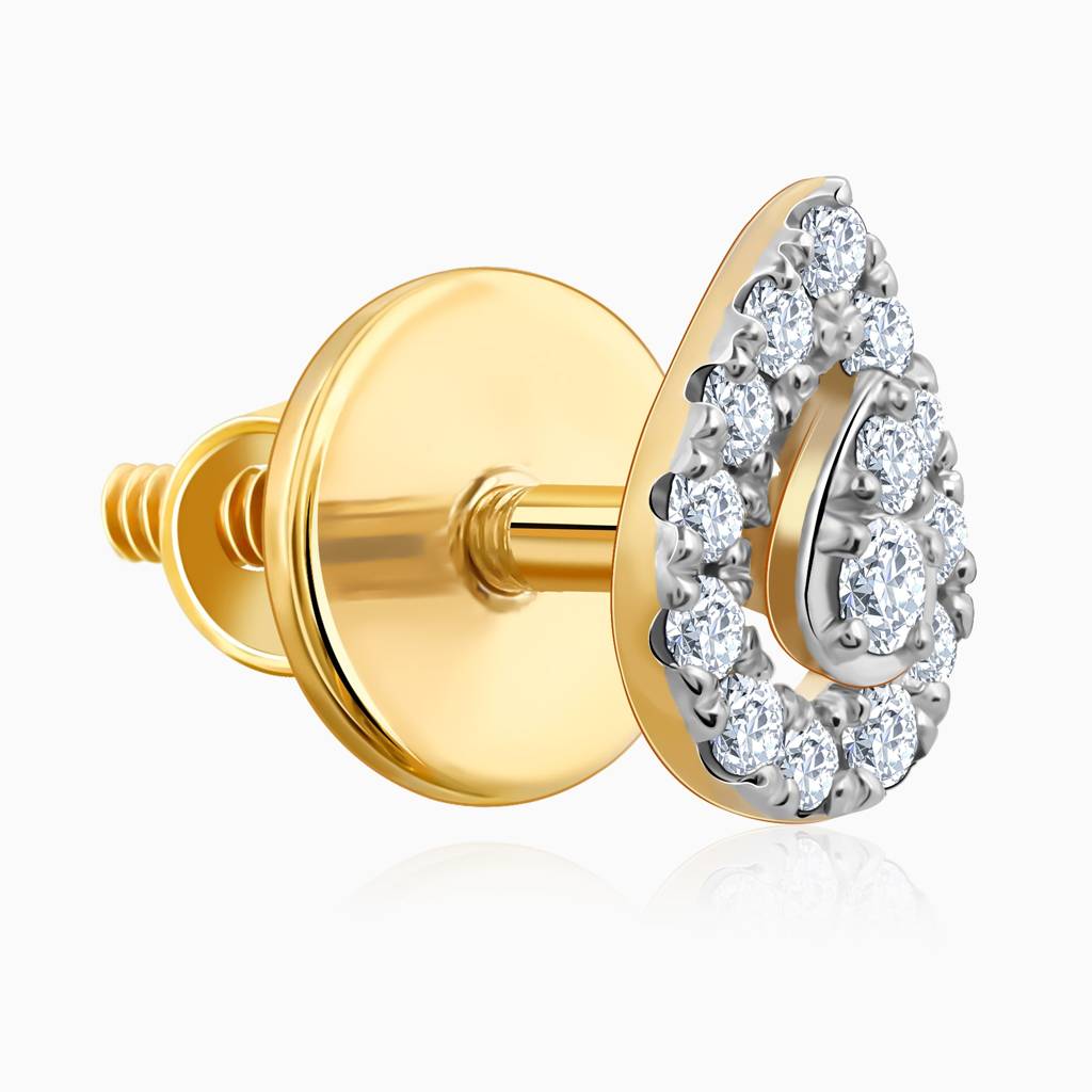 18K Gold Embellish Diamond Teardrop Earrings : GDLER0542