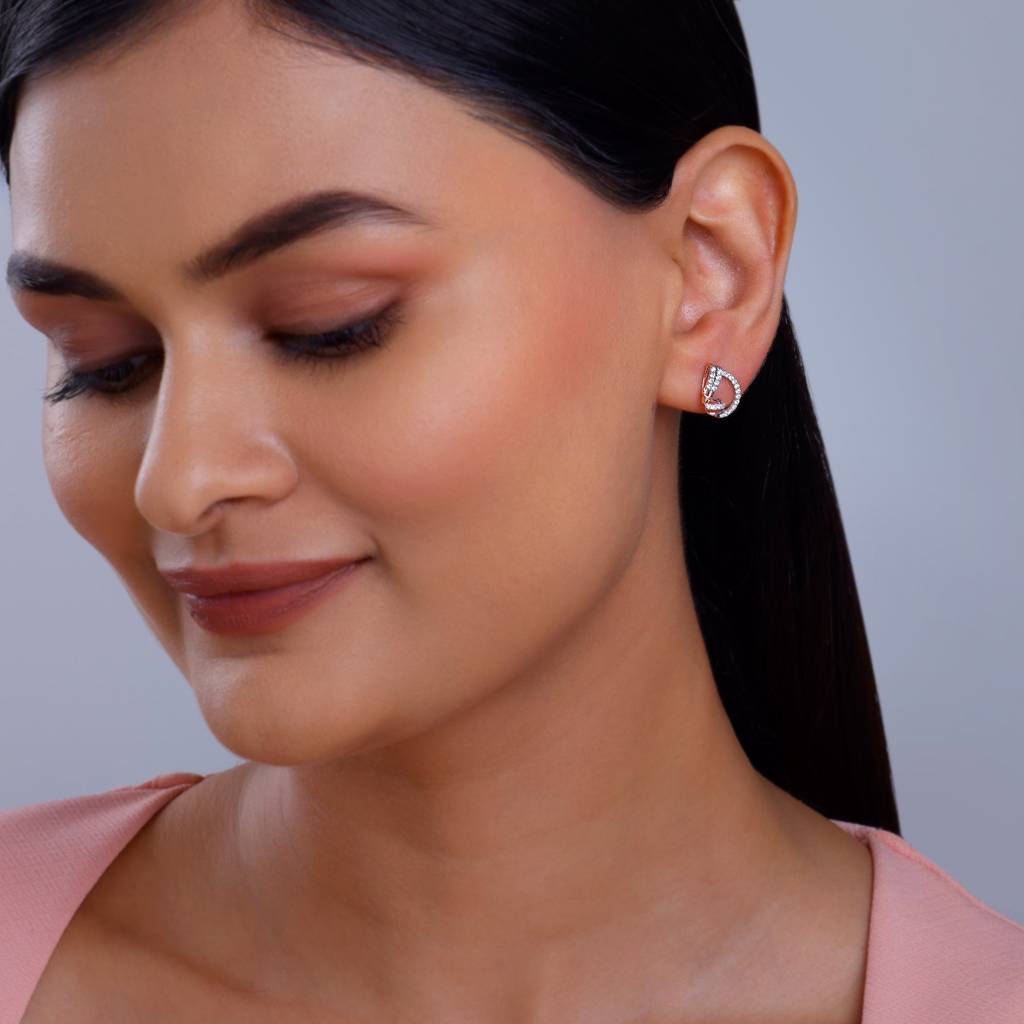 18K Rose Gold Pear Diamond Studs : GDLER0543