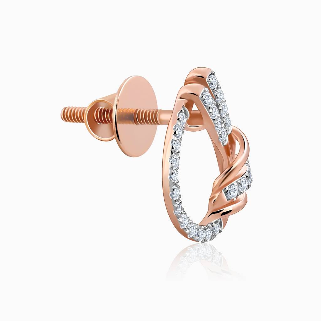 18K Rose Gold Pear Diamond Studs : GDLER0543