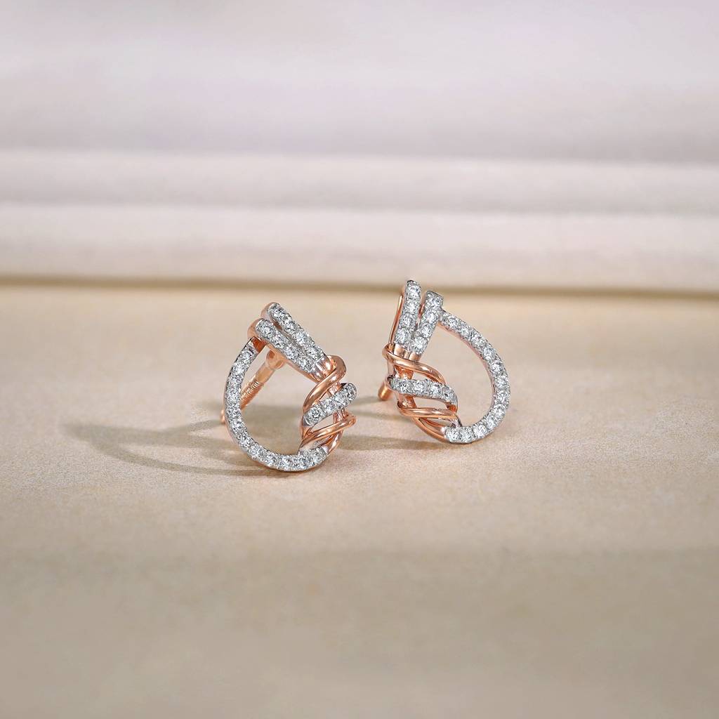 18K Rose Gold Pear Diamond Studs : GDLER0543