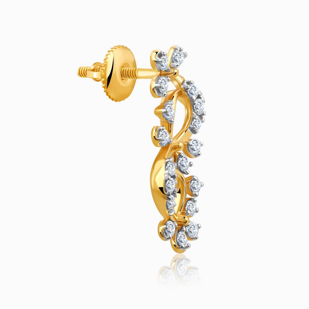 18K Gold Twinkling Twine Diamond Earrings : GDLER0545