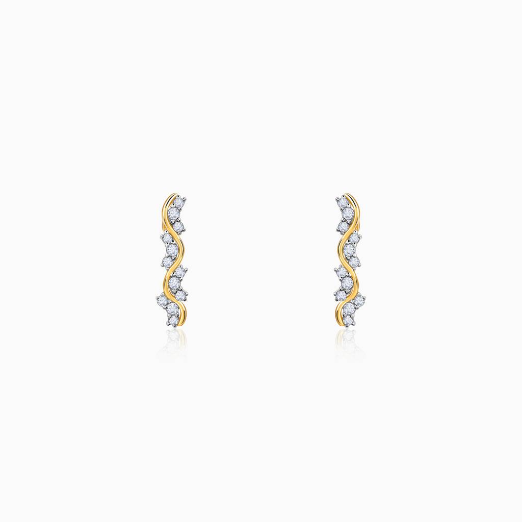 18K Gold Wavy Moments Diamond Earrings : GDLER0546