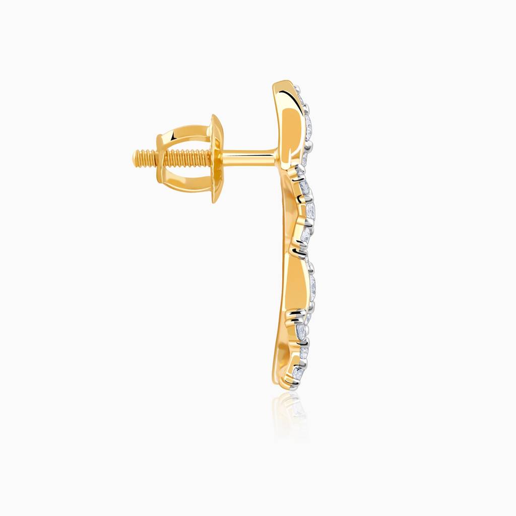 18K Gold Wavy Moments Diamond Earrings : GDLER0546