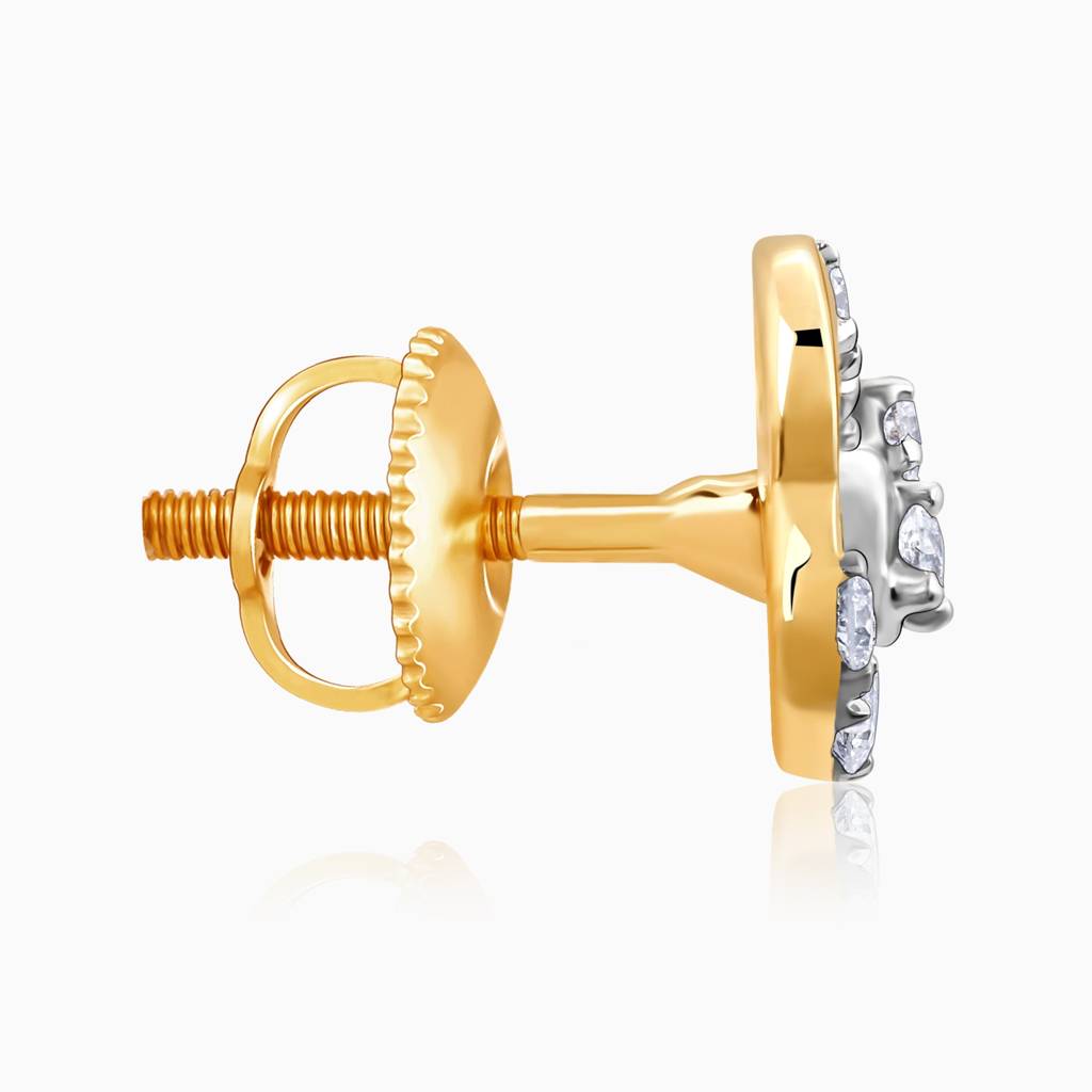 18K Gold Ribbon Love Diamond Earrings : GDLER0547
