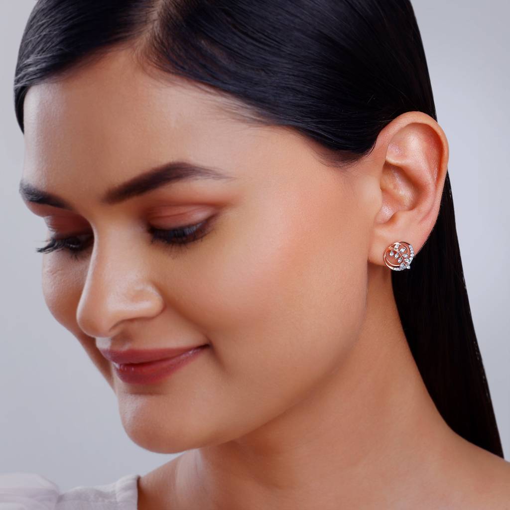 18K Rose Gold Sweet Alyssum Diamond Earrings : GDLER0548