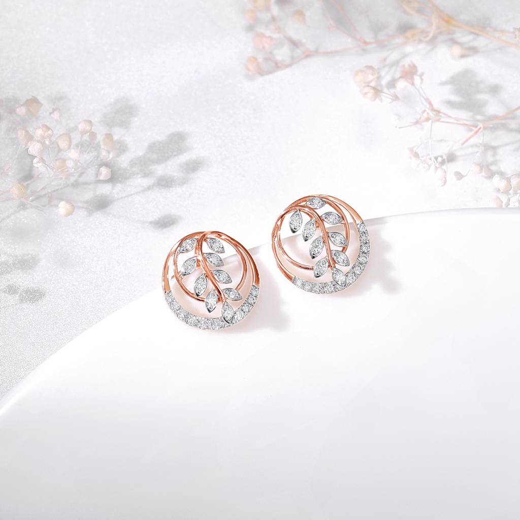 18K Rose Gold Sweet Alyssum Diamond Earrings : GDLER0548