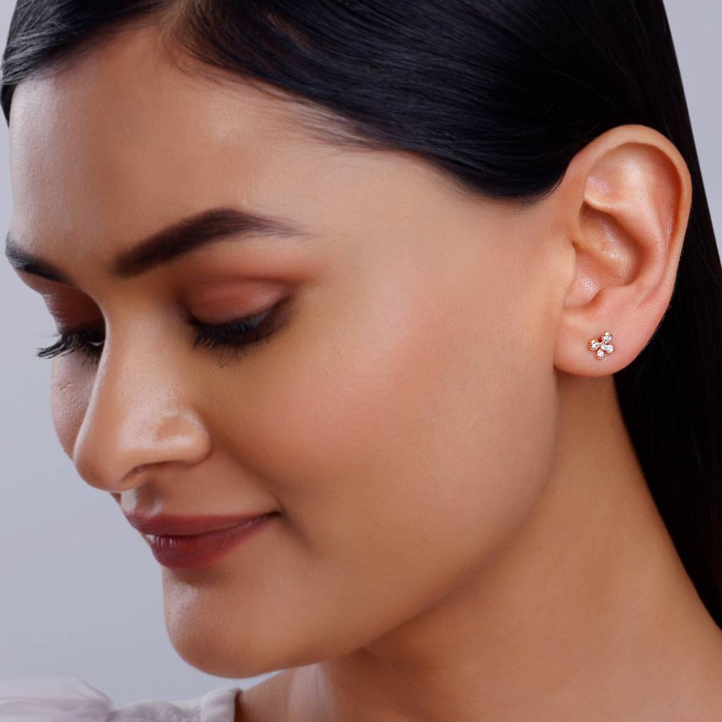 18K Rose Gold Primrose Diamond Earrings : GDLER0549
