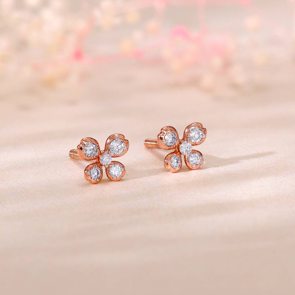 18K Rose Gold Primrose Diamond Earrings : GDLER0549