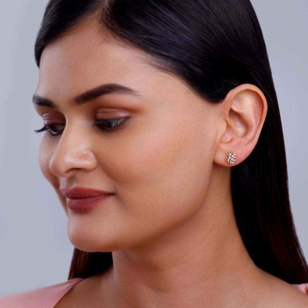 14K Gold Labyrinth Diamond Earrings : GDLER0541