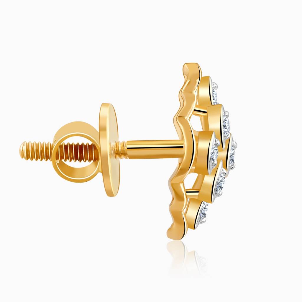 14K Gold Labyrinth Diamond Earrings : GDLER0541