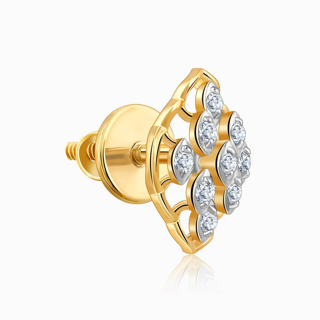 14K Gold Labyrinth Diamond Earrings : GDLER0541