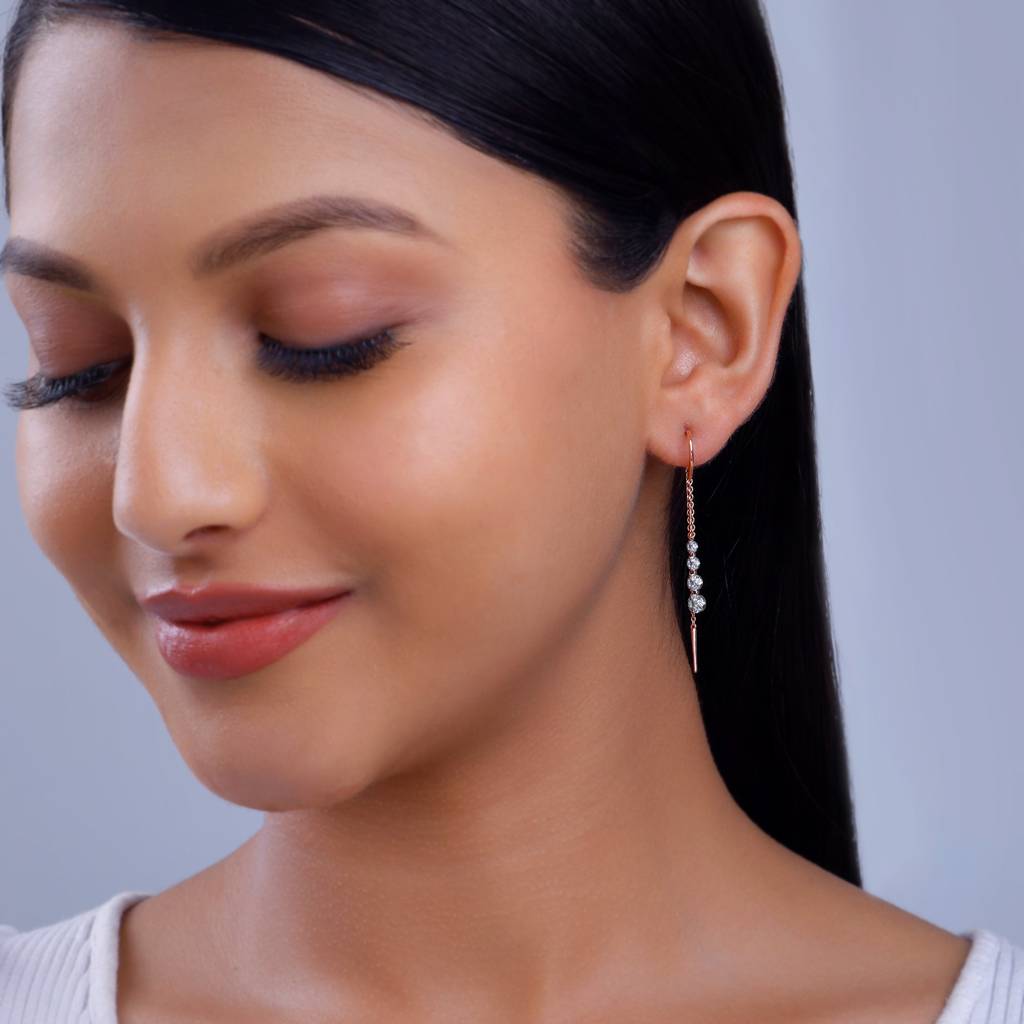 18K Rose Gold Kiran Sui Dhaaga Earrings : GDLER0550