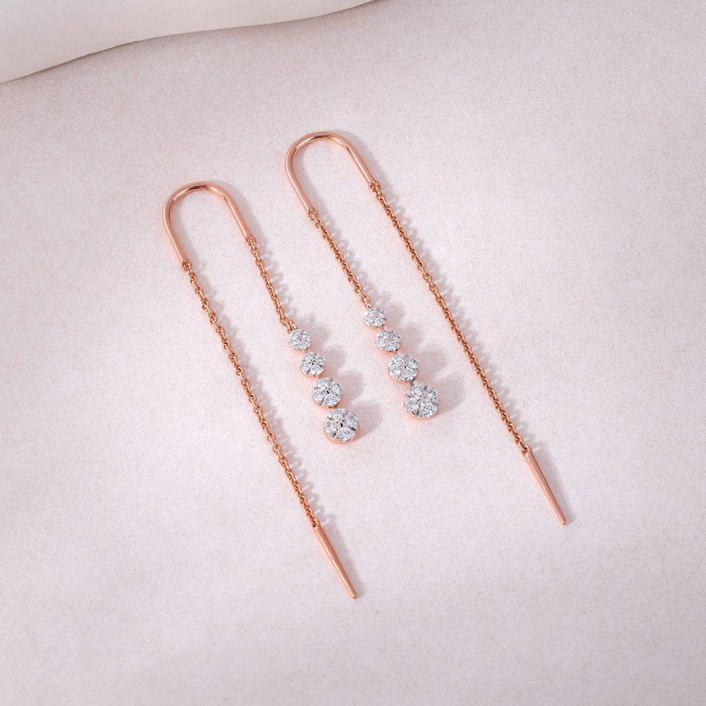 18K Rose Gold Kiran Sui Dhaaga Earrings : GDLER0550