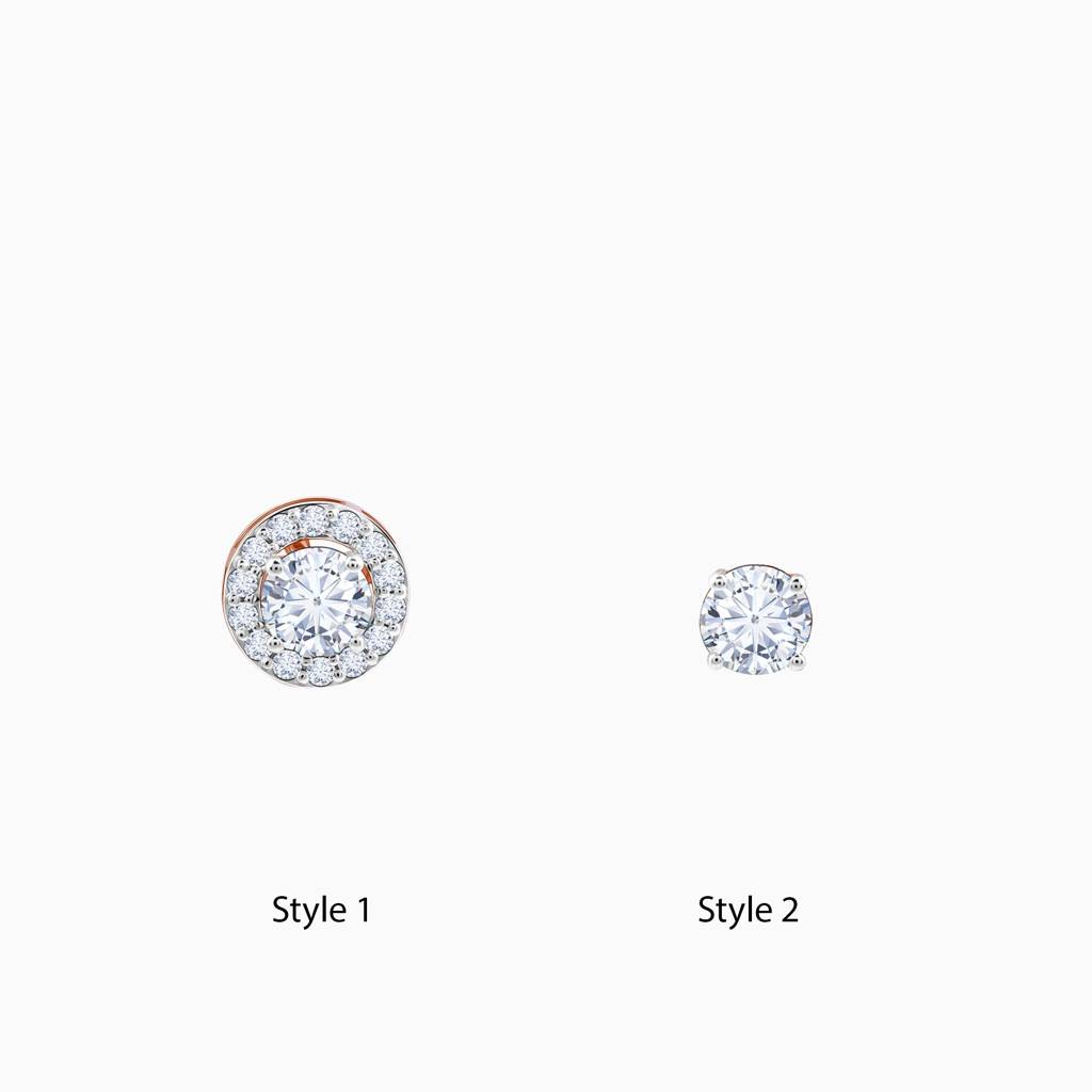 14K Rose Gold Halo Solitaire Diamond Studs : GDLER0551