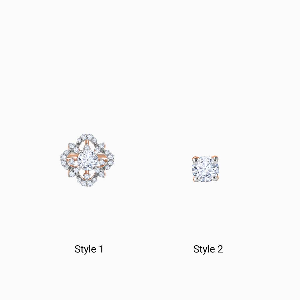 14K Rose Gold Floral Twist Diamond Earrings : GDLER0552