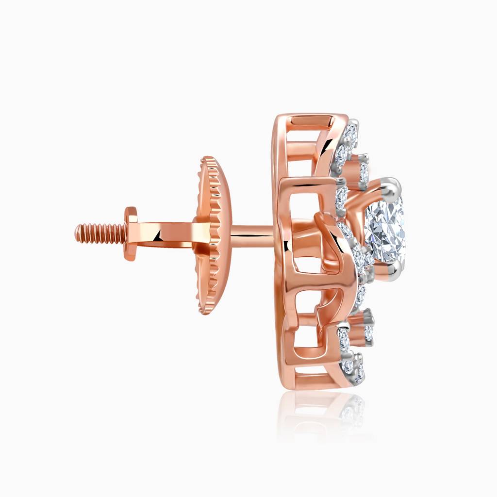 14K Rose Gold Floral Twist Diamond Earrings : GDLER0552