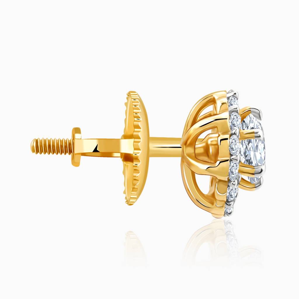 14K Gold Blossom Halo Diamond Earrings : GDLER0554