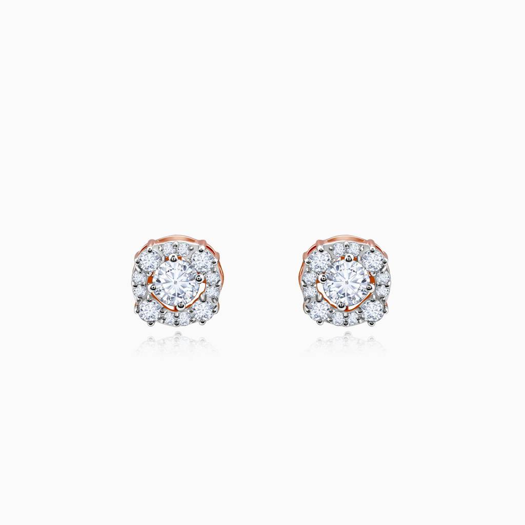14K Rose Gold Spring Halo Diamond Earrings : GDLER0555