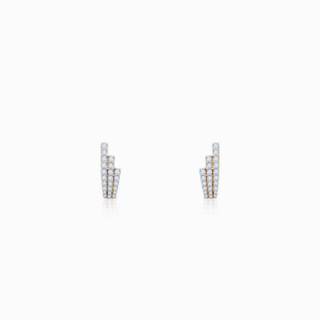 18K Gold Lumiere Diamond Semi Hoop Earrings : GDLER0558