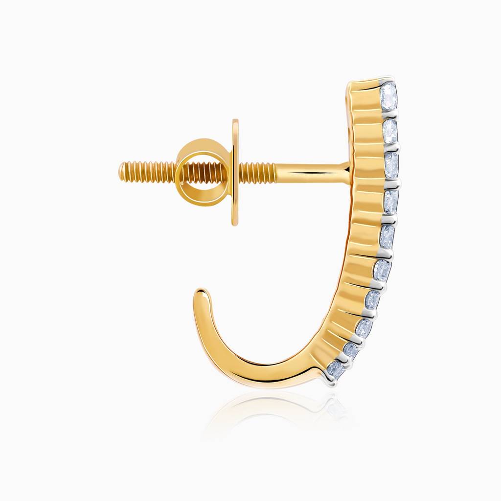18K Gold Lumiere Diamond Semi Hoop Earrings : GDLER0558