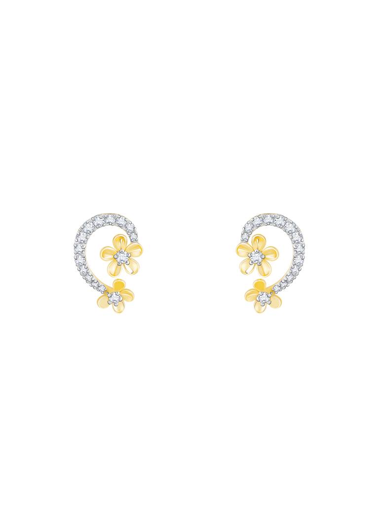 Giva 18K Yellow Gold Sumptuous Flower Diamond Earrings : GDLER055