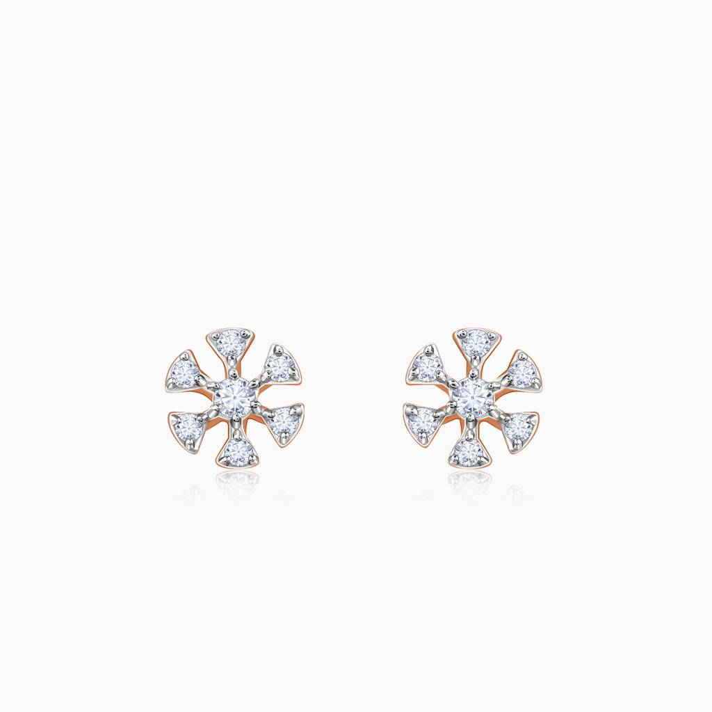 18K Rose Gold Floret Diamond Studs : GDLER0560