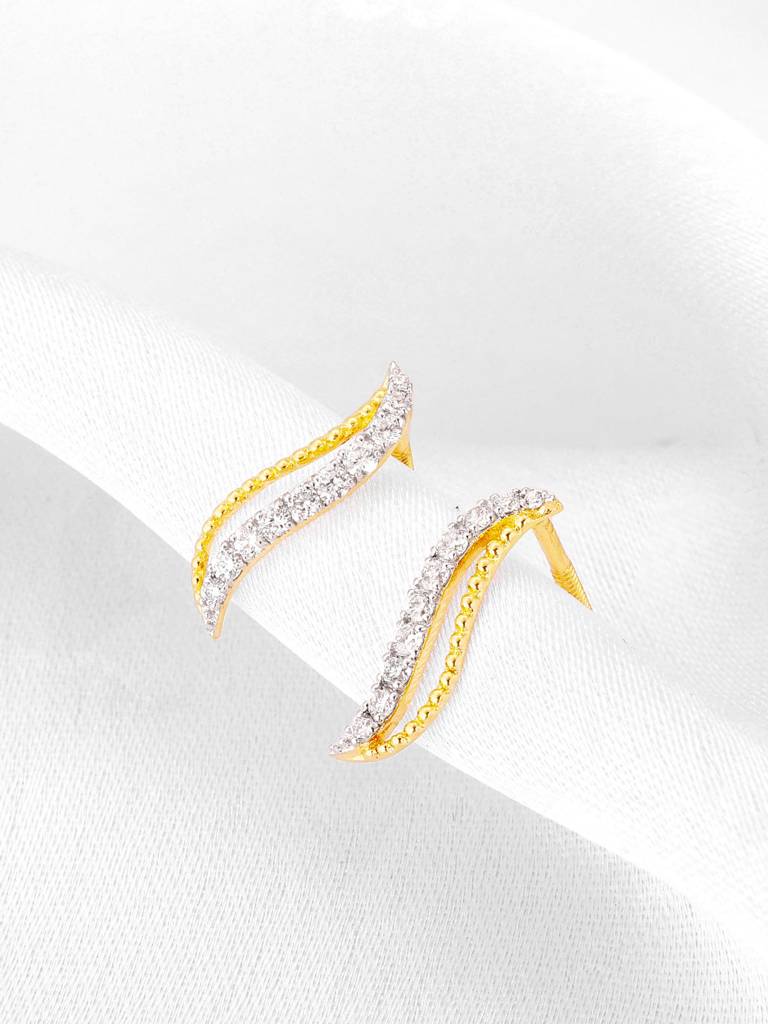 Giva 18K Yellow Gold Ocean Waves Diamond Earrings : GDLER056