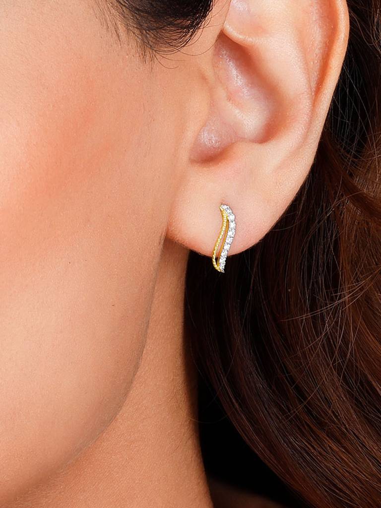 Giva 18K Yellow Gold Ocean Waves Diamond Earrings : GDLER056