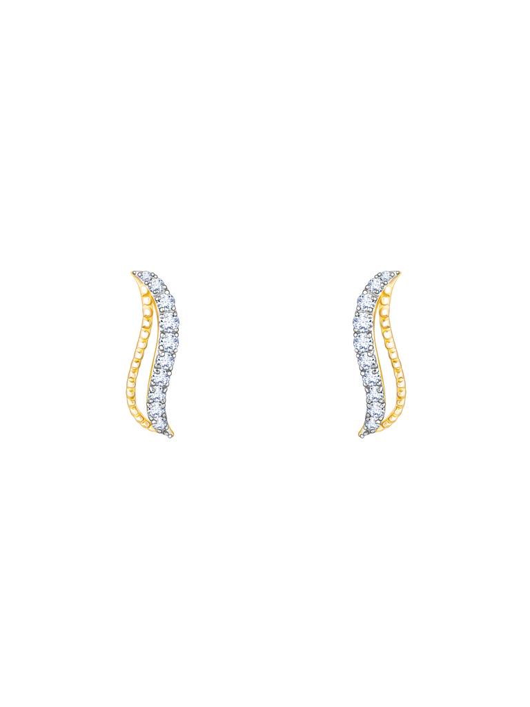 Giva 18K Yellow Gold Ocean Waves Diamond Earrings : GDLER056