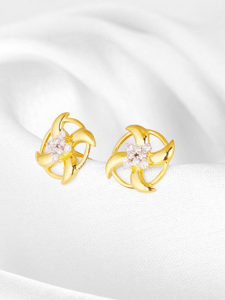 Giva 14K Yellow Gold Gentle Breeze Diamond Earrings Gifts For Women & Girls : GDLER057