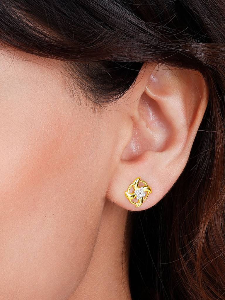 Giva 14K Yellow Gold Gentle Breeze Diamond Earrings Gifts For Women & Girls : GDLER057