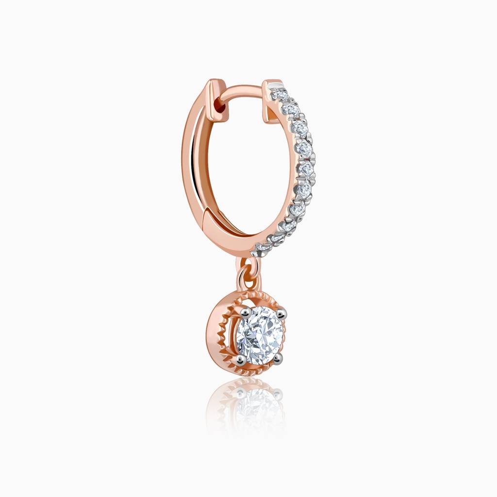 18K Rose Gold Glittering Drop Diamond Earrings : GDLER0588