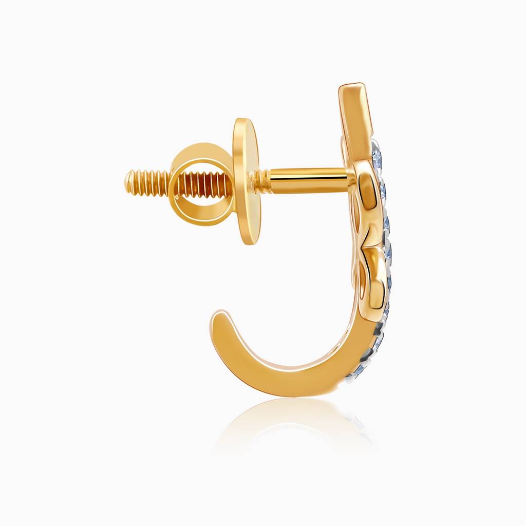 14K Gold Fides J-Hoop Diamond Earrings : GDLER0589