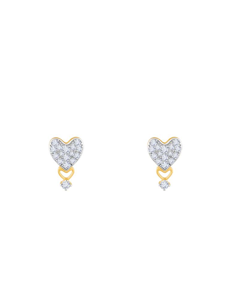 Giva 18K Yellow Gold Adoring Heart Diamond Earrings : GDLER058