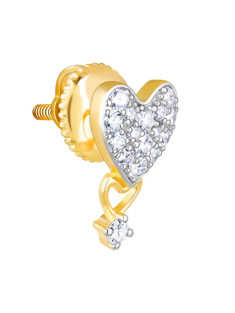 Giva 18K Yellow Gold Adoring Heart Diamond Earrings : GDLER058