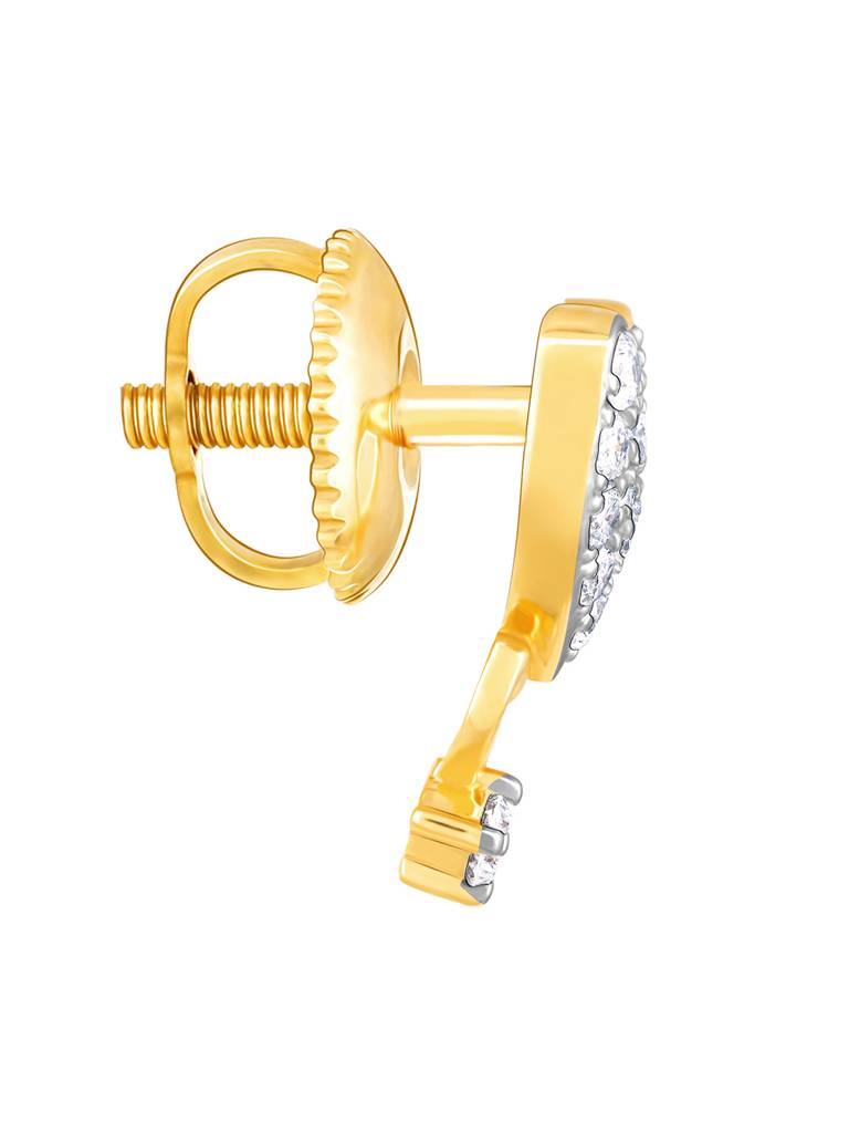 Giva 18K Yellow Gold Adoring Heart Diamond Earrings : GDLER058