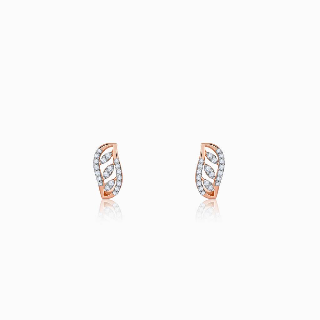 14K Rose Gold Luna J-Hoop Diamond Earrings : GDLER0591