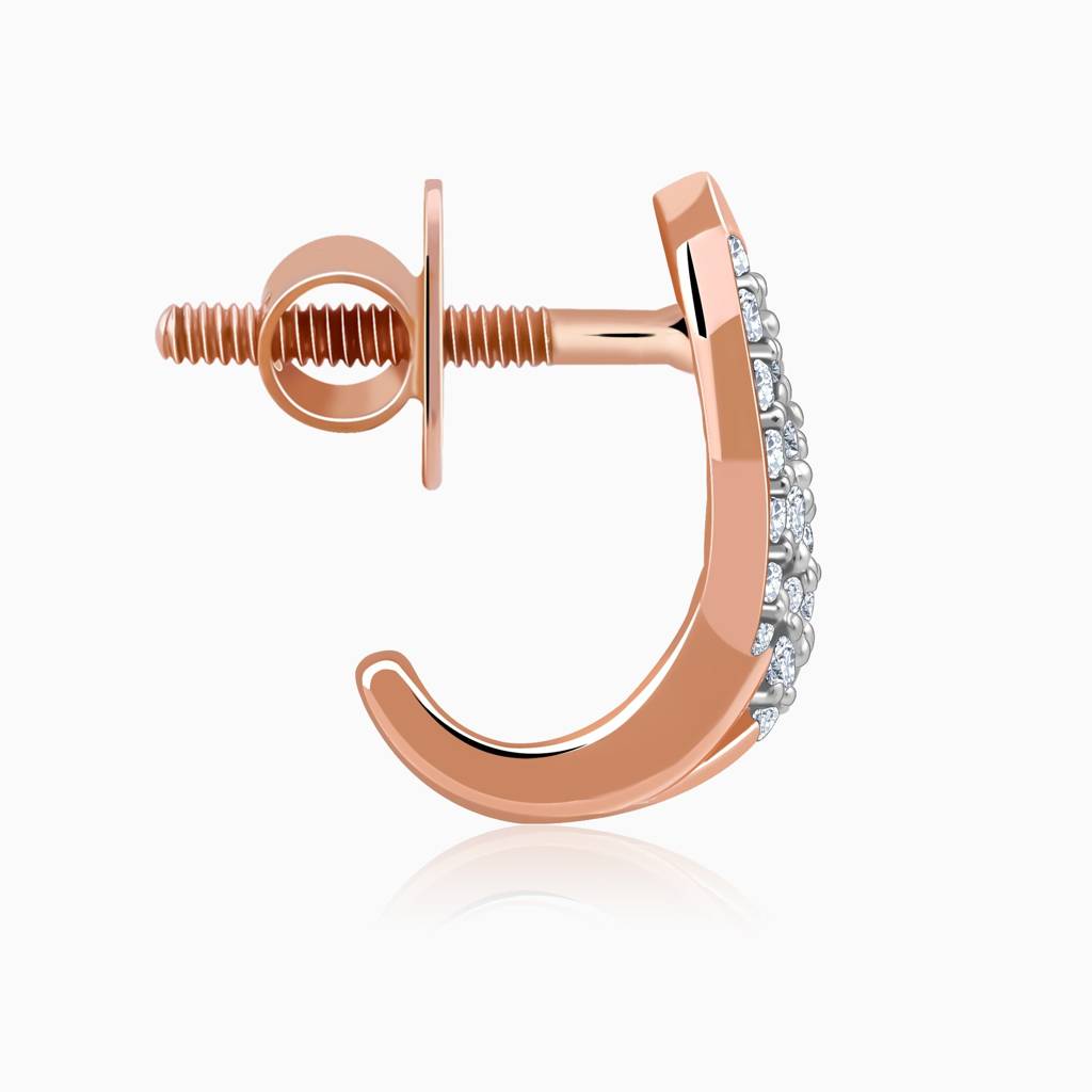 14K Rose Gold Luna J-Hoop Diamond Earrings : GDLER0591