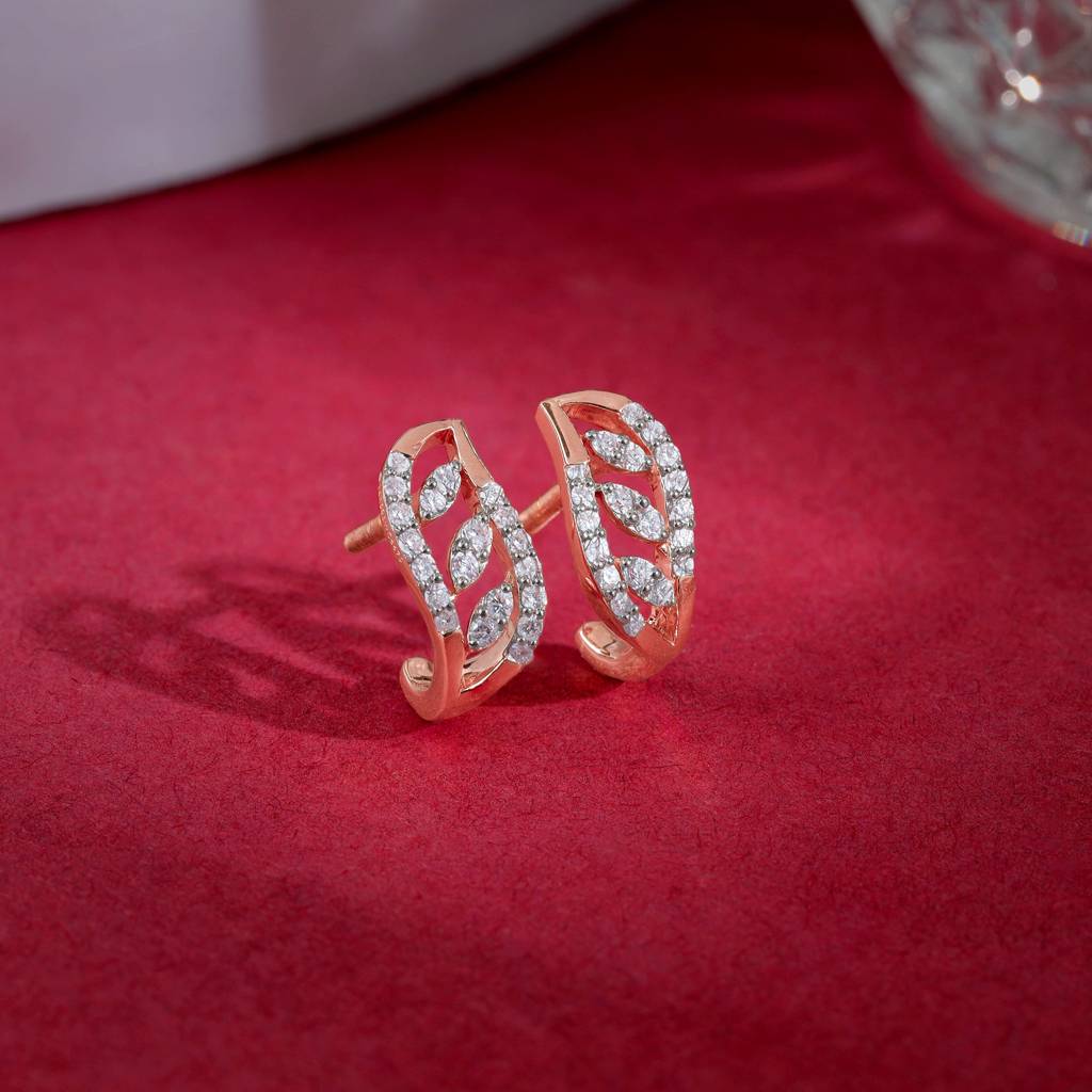 14K Rose Gold Luna J-Hoop Diamond Earrings : GDLER0591