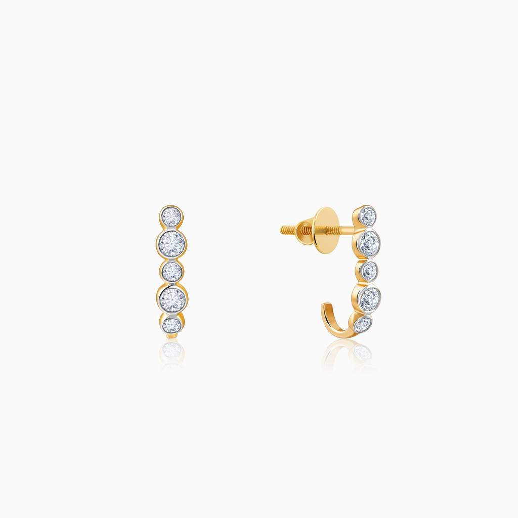 14K Gold Bellona J-Hoop Diamond Earrings : GDLER0592