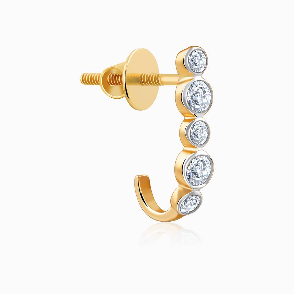 14K Gold Bellona J-Hoop Diamond Earrings : GDLER0592