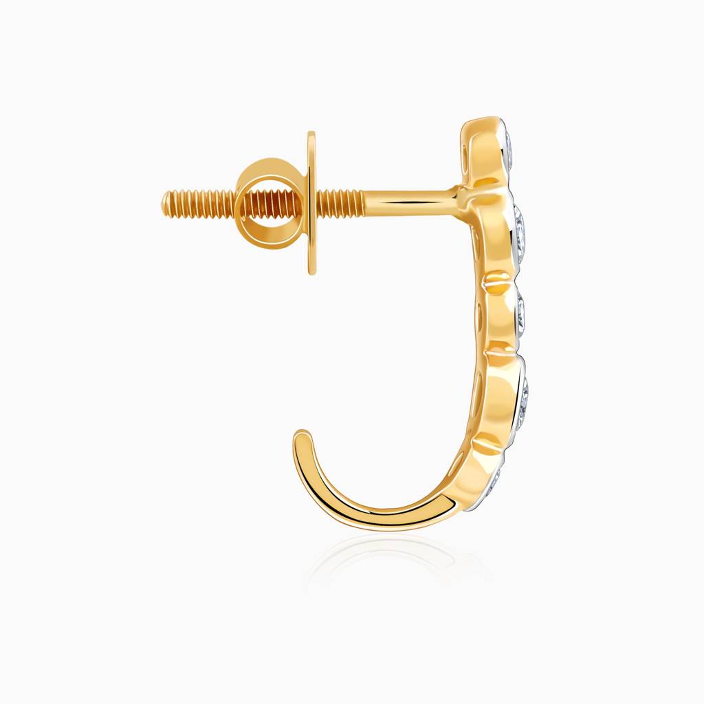 14K Gold Bellona J-Hoop Diamond Earrings : GDLER0592