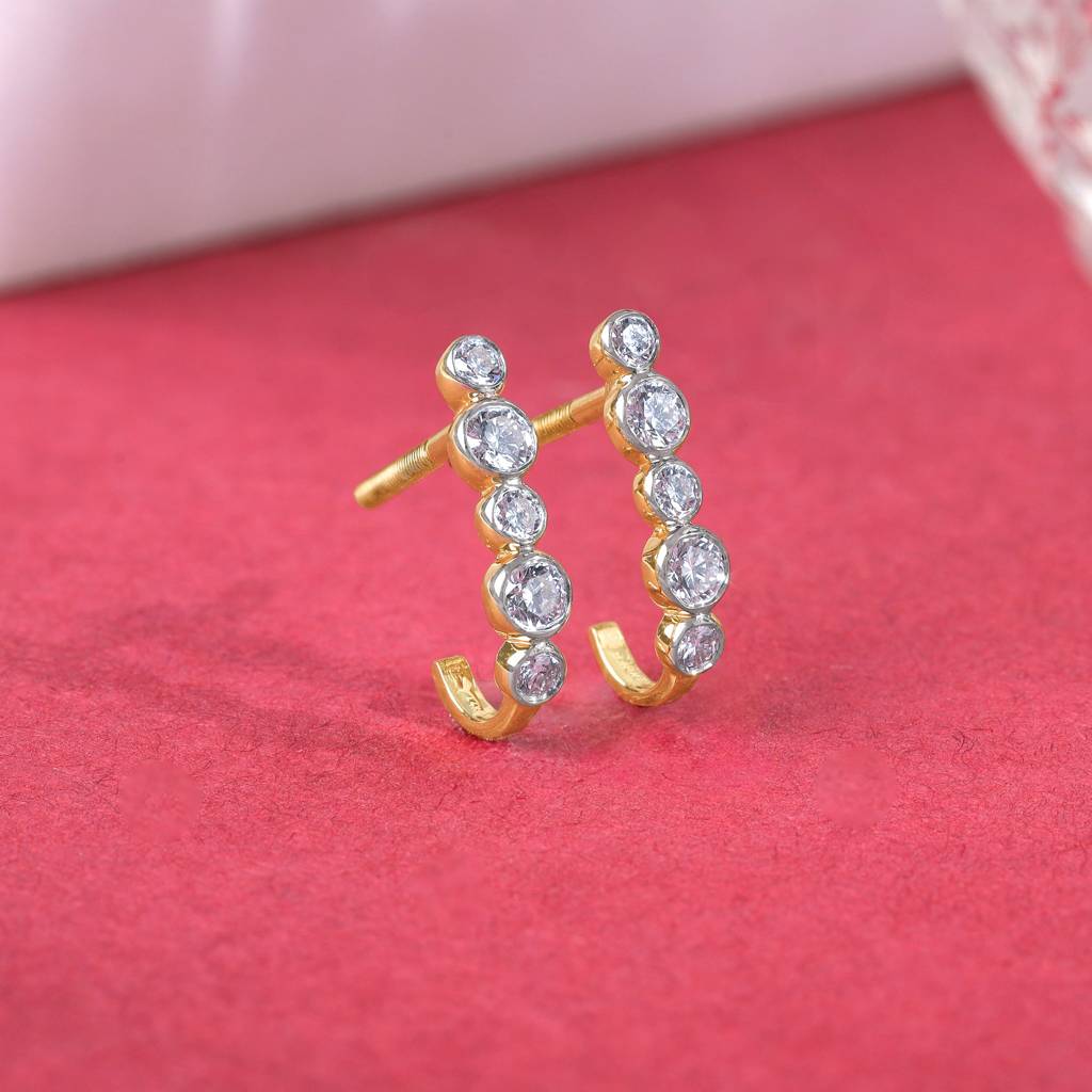 14K Gold Bellona J-Hoop Diamond Earrings : GDLER0592