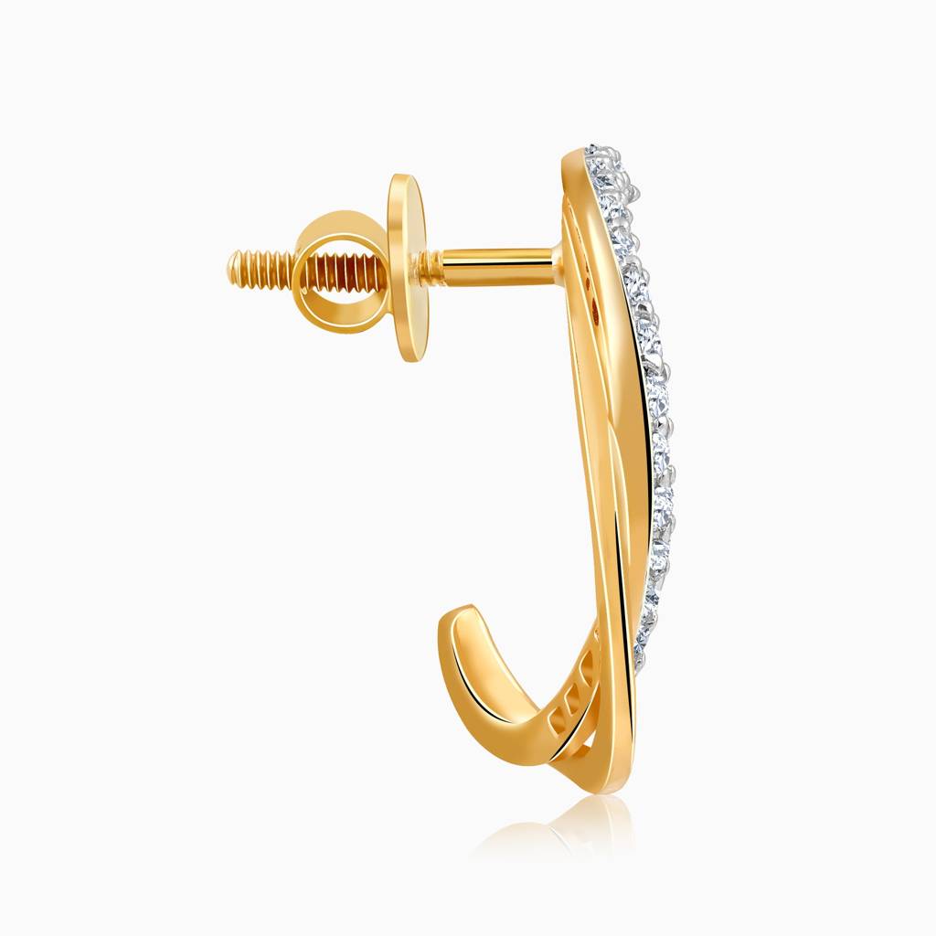 14K Gold Diana J-Hoop Diamond Earrings : GDLER0595