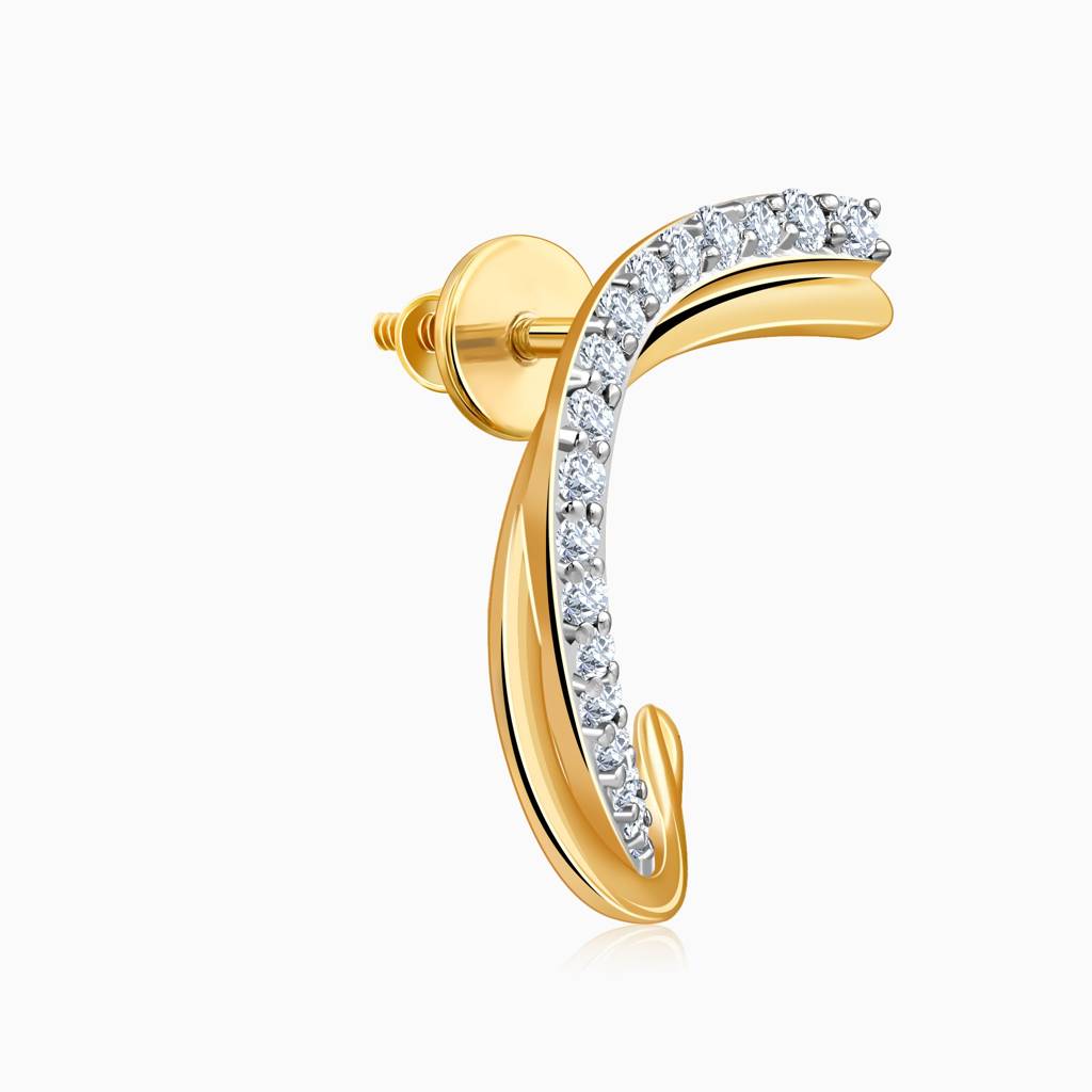 14K Gold Diana J-Hoop Diamond Earrings : GDLER0595