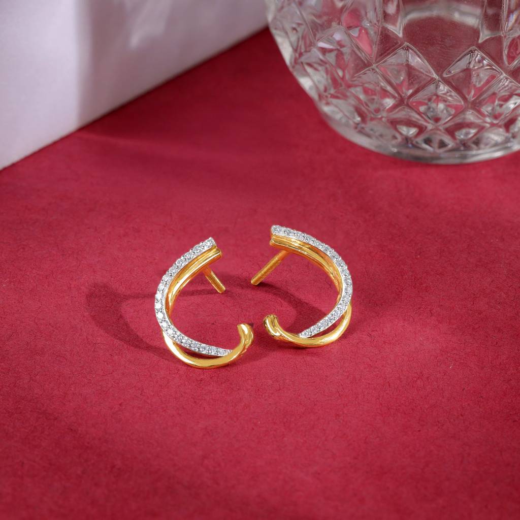 14K Gold Diana J-Hoop Diamond Earrings : GDLER0595